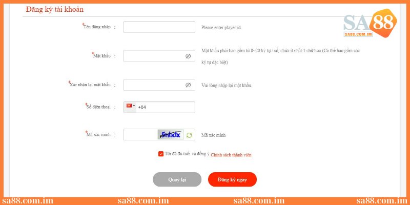 Nhập thông tin chuẩn xác lên biểu mẫu đăng ký tại SA88 